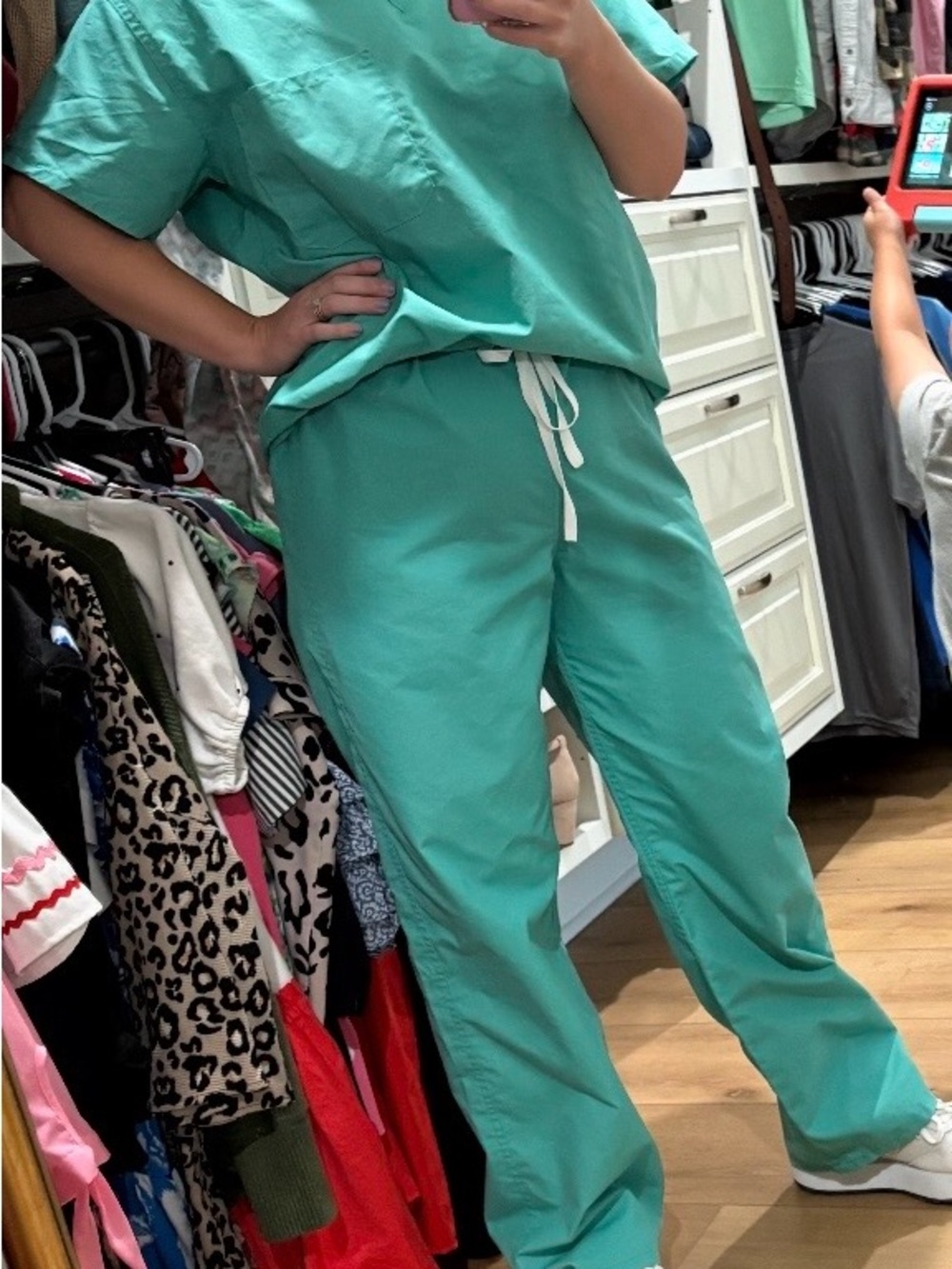 Women's Drawstring Medical Scrub Joggers - Teal